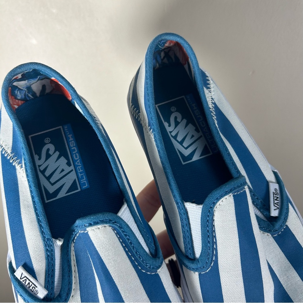 Vans Blue and White Striped Sneakers - Picture 7 of 10